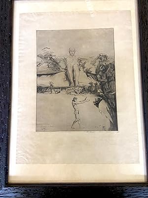 MAX KLINGER: INTEGER VITAE SCELEPISQUE PURUS - Original framed etching, inscribed and signed by t...