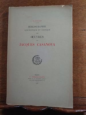 Bild des Verkufers fr Bibliographie anecdotique et critique des oeuvres de Jacques Casanova. zum Verkauf von Librairie L'Abac / Gimmic SRL