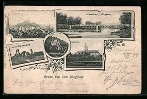 Bild des Verkufers fr Ansichtskarte Siegburg, Siegbrcke, Gesamtansicht Ansicht von Merfen und Schloss Auner zum Verkauf von Bartko-Reher