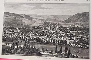 Jena die Universitätsstadt. Panorama mit Saale. Holzstich aus " Über Land u. Meer ".um 1900