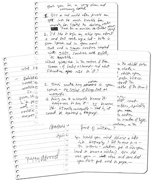 MANUSCRIPT NOTES FOR HER INTERVIEW WITH ORHAN PAMUK AT THE 2006 PEN WORLD VOICES FESTIVAL