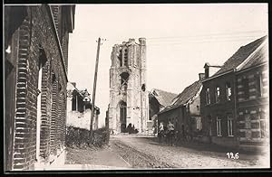 Fotografie Ansicht Becelaere / Belgien, Flandernschlacht, zerschossene Kirche im Ort, 1.WK