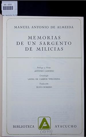 Seller image for MEMORIAL DE UN SARGENTO DE MILICIAS. for sale by Antiquariat Bookfarm
