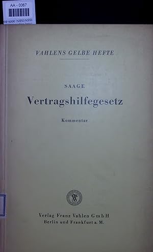Immagine del venditore per Vertragshilfegesetz. VAHLENS GELBE HEFTE venduto da Antiquariat Bookfarm
