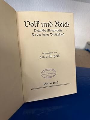 Volk und Reich - Politische Monatshefte für das junge Deutschland - 1925 gebunden