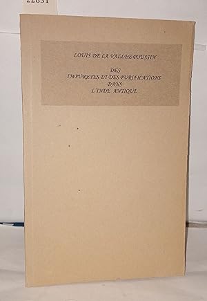 Bild des Verkufers fr Des impurets et des purifications dans l'Inde antique zum Verkauf von Librairie Albert-Etienne
