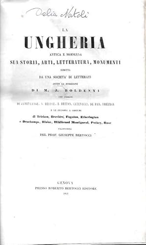 Seller image for La Ungheria antica e moderna, sua storia, arti, letteratura e monumenti, scritta da una societ di Letterati. for sale by DARIS SAS