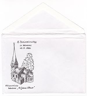 Umschlag mit 4 neuen Postkarten: 8. Kreisheimattag in Werdohl 13.9.1986, Kilianskirche Werdohl 50...