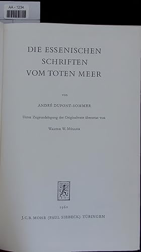 Image du vendeur pour DIE ESSENISCHEN SCHRIFTEN VOM TOTEN MEER. mis en vente par Antiquariat Bookfarm