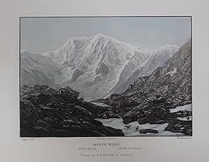 Monte - Moro. Kant. Wallis / Canton du Valais. Kolorierte Radierung mit Aquatinta v. Jakob Lorenz...