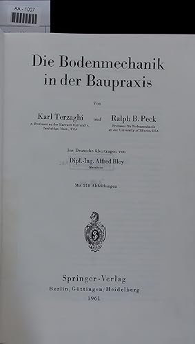 Bild des Verkufers fr Die Bodenmechanik in der Baupraxis. zum Verkauf von Antiquariat Bookfarm