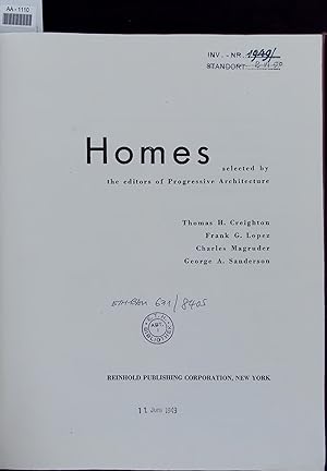 Seller image for Homes. selected by the editors of Progressive Architecture for sale by Antiquariat Bookfarm