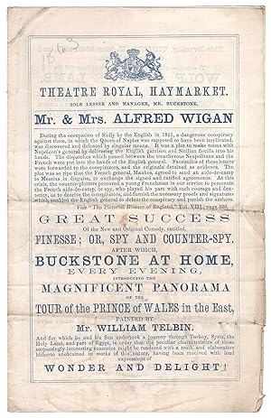 A programme for the Theatre Royal, Haymarket, London, for the comedy Buckstone at Home.