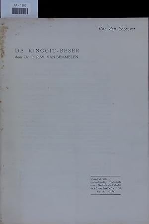 Seller image for DE RINGGIT-BESER. Overdruk uit: Natuurkundlg Tijdschrift voor Nederlandsch-Indi 4e Afl. van Deel XCVIII'38 biz. 171-194. for sale by Antiquariat Bookfarm