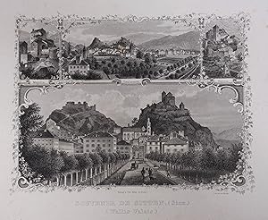 Souvenir de Sitten (Sion). Stahlstich C. Rorich. Basel, Chr. Krüsi 1867, 15 x 20,5 cm