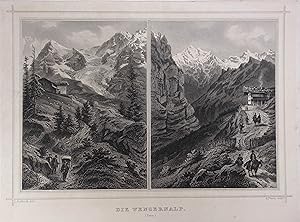 Die Wengernalp (Bern). Stahlstich v. A. Fesca nach L. Rohbock. Darmstadt, Lange um 1870, 13 x 19 cm