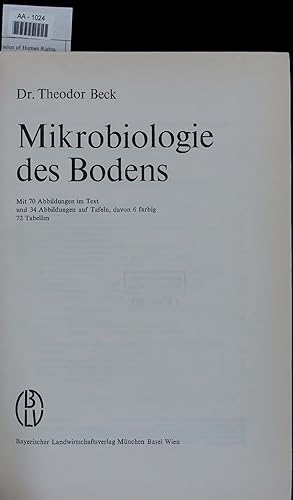 Image du vendeur pour Mikrobiologie des Bodens. mis en vente par Antiquariat Bookfarm