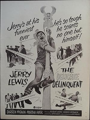 The Delicate Delinquent Trade Print Ad 1957 Jerry Lewis, Darren McGavin, Martha Hyer