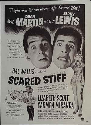 Scared Stiff Trade Print Ad 1953 Dean Martin, Jerry Lewis, Lizabeth Scott