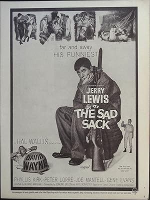 Imagen del vendedor de The Sad Sack Trade Print Ad 1958 Jerry Lewis, David Wayne, Phyllis Kirk a la venta por AcornBooksNH