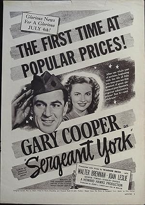 Imagen del vendedor de Sergeant York Trade Print Ad 1941 Gary Cooper, Walter Brennan, Joan Leslie a la venta por AcornBooksNH