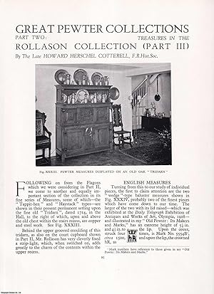 Seller image for Great Pewter Collections: Treasures in the Rollason Collection, English, Scottish and Irish Measures. Part 3 only. An original article from Apollo, International Magazine of the Arts. for sale by Cosmo Books