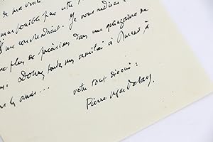 Lettre autographe datée et signée à son ami le poète artésien Roger Valuet à propos d'une séance ...