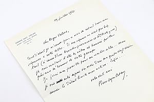 Lettre autographe datée et signée à son ami le poète artésien Roger Valuet qui sollicite pour pré...