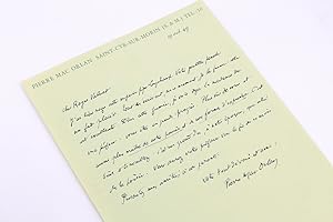 Lettre autographe datée et signée au jeune poète artésien Roger Valuet le complimentant sur son t...