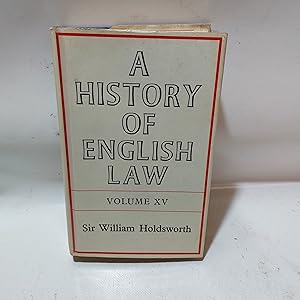 Image du vendeur pour A History of English Law. Volume XV mis en vente par Cambridge Rare Books