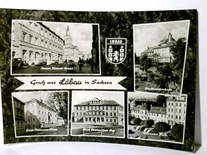 Löbau. Sachsen. Alte Ansichtskarte / Postkarte s/w, gel. 1964. 4 Ansichten : Inneres Zittauerstr....