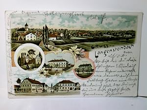 Langensteinbach / Karlsbad. Gruss aus., Baden. Alte Ansichtskarte / Lithographie farbig, gel. 190...