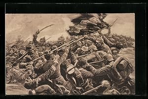 Bild des Verkufers fr Knstler-Ansichtskarte Curt Schulz-Steglitz: Luneville, Erobergung der franzsischen Fahne, Der grosse Krieg 1914 /1915 zum Verkauf von Bartko-Reher