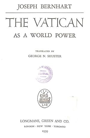 Bild des Verkufers fr The Vatican as a world power zum Verkauf von WeBuyBooks