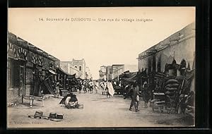 Ansichtskarte Djibouti, Une rue du village indigène, Ortspartie
