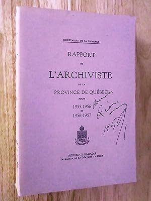 Imagen del vendedor de Rapport de l'archiviste de la province de Qubec pour 1955-1956 et 1956-1957 a la venta por Claudine Bouvier