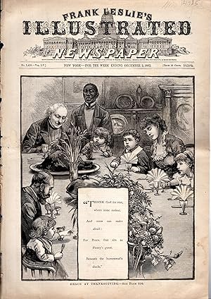 Immagine del venditore per ENGRAVING: "Grace at Thanksgiving" . engravings from Frank Leslie's Illustrated Newspaper: December 2,1882 venduto da Dorley House Books, Inc.