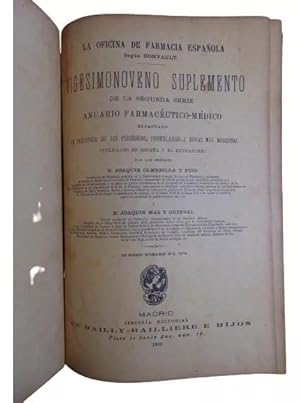 La Oficina De Farmacia Española Según Dorvault. Vigésimonoveno Suplemento De La Serie Anuario Far...