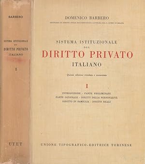 Sistema istituzionale del diritto privato italiano vol I Introduzione, parte preliminare, parte g...