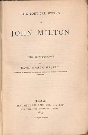 Imagen del vendedor de The Poetical Works of John Milton with introductions by David Masson a la venta por WeBuyBooks