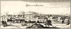 Bild des Verkufers fr Stttlein und Ambt Hatmersleben. Gesamtansicht. Original-Kupferstich um 1653 zum Verkauf von Antiquariat Kastanienhof