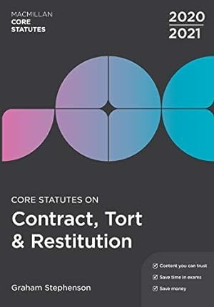 Seller image for Core Statutes on Contract, Tort & Restitution 2020-21 (Macmillan Core Statutes) for sale by WeBuyBooks