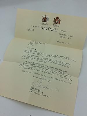 LETTER ON NORMAN HARTNELL STATIONERY