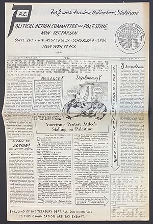 P.A.C. - Political Action Committee for Palestine. Issue no. 1 (July 1946)