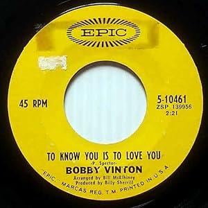 Bild des Verkufers fr To Know You Is To Love You / The Beat Of My Heart [7" 45 rpm Single] zum Verkauf von Kayleighbug Books, IOBA