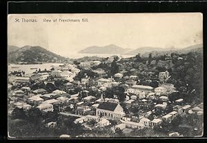 Postcard St. Thomas, View of Frenchmans Hill