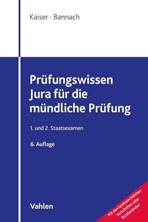 Seller image for Prfungswissen Jura fr die mndliche Prfung : 1. und 2. Staatsexamen for sale by AHA-BUCH GmbH