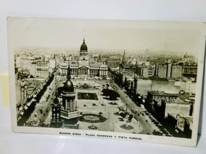 Buenos Aires. Plaza Congreso y Vista Parcial. Alte Ansichtskarte / Postkarte s/w, gel. 1929. Pano...