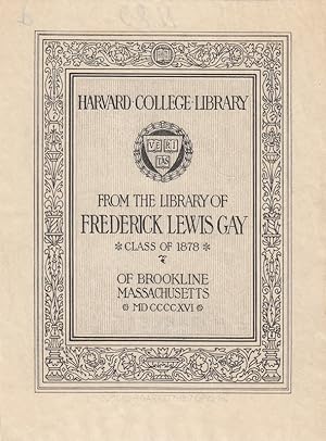Seller image for Harvard College Library from the Library of Frederick Lewis Gay - Class of 1878 - of Brookline Massachusetts 1917. Schrift-Exlibris mit Zierrahmen. "Veritas" for sale by Antiquariat  Braun