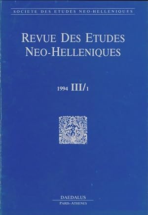 Revue des  tudes n o-hell nistiques 19947 III/1 - Collectif